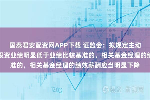 国泰君安配资网APP下载 证监会：拟规定主动管理权益类基金长期投资业绩明显低于业绩比较基准的，相关基金经理的绩效薪酬应当明显下降